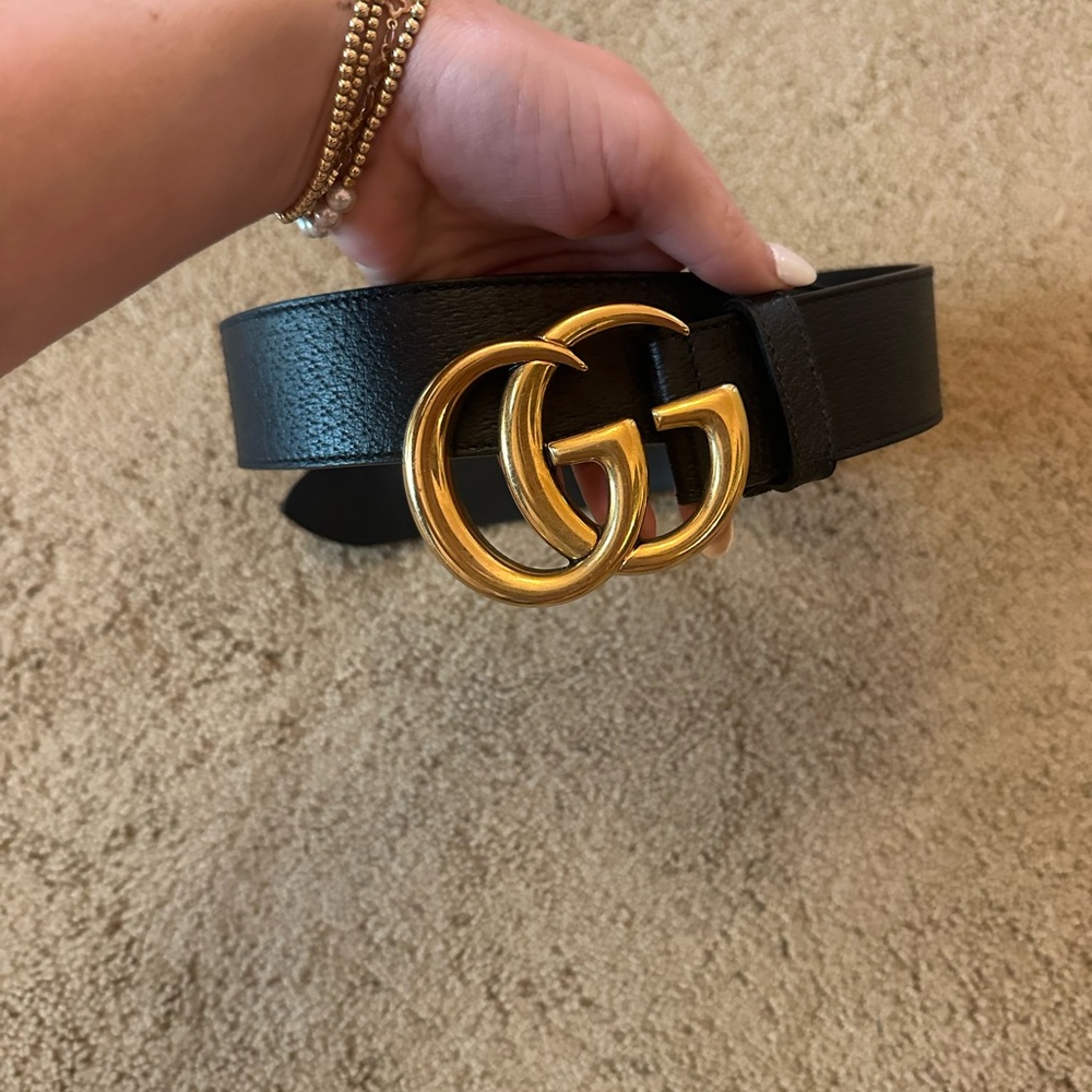 Authentic Black Gucci Marmont Wide Belt Size 85